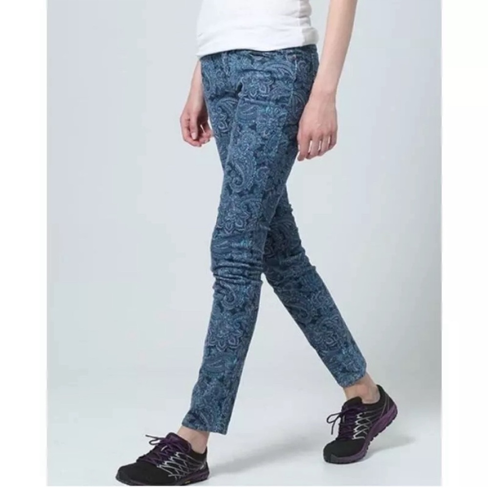 Prana Trinity Paisley Blue Corduroy Skinny Fit, 8, NEW w tags 💙
